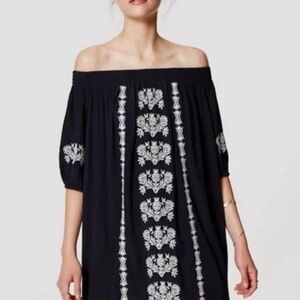 LOFT Navy Off-the-shoulder Dress